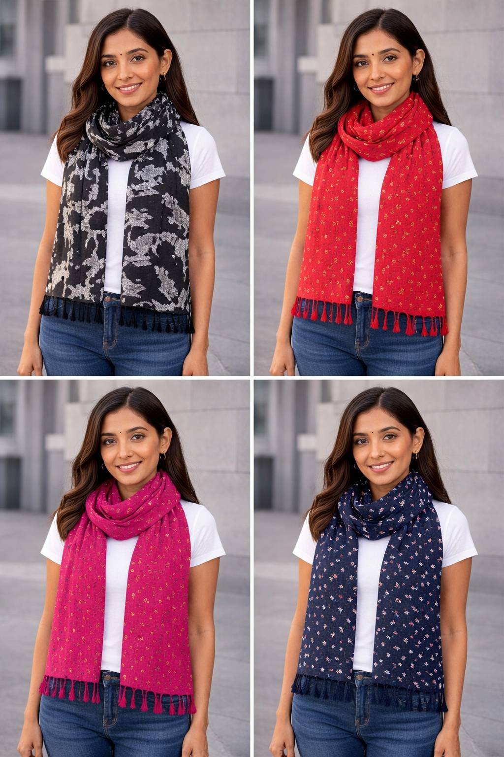 Rayon Discharged Printed Tassel Stoles